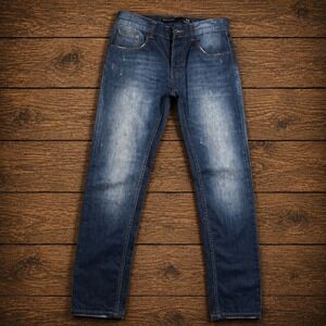 Rocawear Relax Fit Mens Jeans 30x32 Blue Faded Wash Button Fly